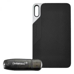 Intenso TX100 SSD 1TB inkl. Rainbow Line USB Typ-A 16GB Bundle mit Externer Solid-State-Drive und USB-Stick