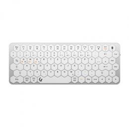 KeySonic KSK-5020BT-S Bluetooth-Tastatur (DE-Layout) [Mini Tastatur mit wabenförmigen Tasten, Multimediatasten, Aluminium, Silber/Weiß]