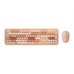 KeySonic KSKM-8200M-RF Maus-Tastatur-Set (DE) [Maus-Tastatur-Set, Full-Size Tastatur, runde Tasten, Mehrfarbig sand/cremefabig]