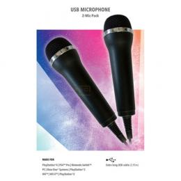 Mikrofon fr Karaoke Games  Retail    2er Set universal USB Mikrofon