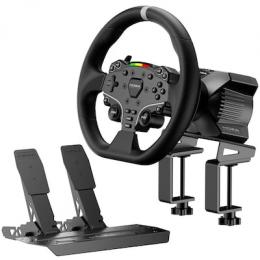 MOZA Racing R3 Bundle für PC Lenkrad- und Pedalset für Sim Racing, realistisches Fahrgefühl, kompakte Wheelbase mit 3,9Nm Drehmoment, mit Schnellversc