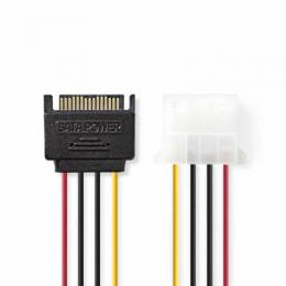 Nedis Interne Stromkabel | SATA 15-Pin Stecker | Molex Buchse | Vergoldet | 0.15 m | rund | PVC | Mehrfarbig | Plastikbeutel