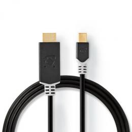 Nedis Mini Displayport-Kabel | DisplayPort 1.4 | DP Stecker | HDMI™ Stecker | 48 Gbps | Vergoldet | 2.00 m | rund | PVC | Anthrazit | Verpackung mit S