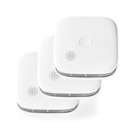 Nedis SmartLife Rauchmelder | Wi-Fi | Batteriebetrieben| 3x Sensorlebensdauer: 10 Jahre | EN 14604 | Android™ / IOS | 85 dB | 3 Stück| Weiß