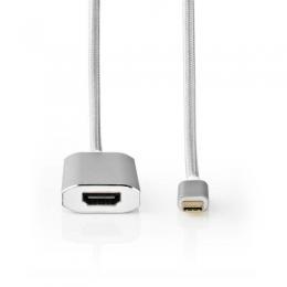 Nedis USB-Adapter | USB 3.2 Gen 1 | USB-C™ Stecker | HDMI™ | Power delivery | 2.00 m | rund | Vergoldet | Geflochten / Nylon | Silber | Verpackung mit