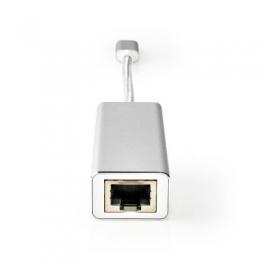 Nedis USB-Adapter USB 3.2 Gen 1 USB-C™ Stecker - RJ45 Buchse, 1 Gbps, 0.20 m, Rund, Vergoldet, Geflochten / Nylon, Silber