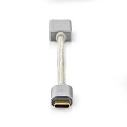 Nedis USB-Adapter | USB 3.2 Gen 1 | USB-C™ Stecker | USB-A Buchse | 5 Gbps | 0.20 m | rund | Vergoldet | Geflochten / Nylon | Silber | Verpackung mit