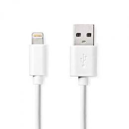 NEDIS USB-Kabel | USB 2.0 | 2.00 m | Apple Lightning 8-Pin | USB-A Stecker | 480 Mbps | Vernickelt | rund | PVC | Weiss | Box