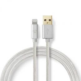 Nedis USB-Kabel | USB 2.0 | Apple Lightning 8-Pin | USB-A Stecker | 480 Mbps | Vergoldet | 1.00 m | rund | Geflochten / Nylon | Aluminium | Verpackung