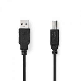 Nedis USB-Kabel | USB 2.0 | USB-A Stecker | USB-B Stecker - 10 W | 480 Mbps | Vernickelt | 1.00 m | Rund | PVC | Schwarz | Label