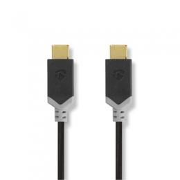 Nedis USB-Kabel | USB 3.2 Gen 1 | USB-C™ Stecker | USB-C™ Stecker | 4K@60Hz | 5 Gbps | Vernickelt | 1.00 m | rund | PVC | Anthrazit | Verpackung mit S