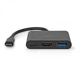 Nedis USB Multi-Port-Adapter USB 3.2 Gen 1 - USB-C™ Stecker, HDMI™ Ausgang, USB-A Buchse, USB-C™ Buchse, 5 Gbps, schwarz