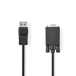 Nedis VGA-Kabel, DisplayPort Stecker | VGA Stecker | Vernickelt | Maximale Auflösung: 1080p | 2.00 m | Rund | PVC | Schwarz | Label