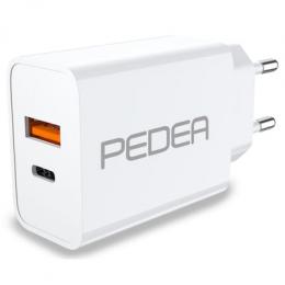 PEDEA 20W USB-C (PD) Schnellladegerät - 2-Ports Mehrfach Handy-Ladegerät mit USB-C und USB-A, weiß