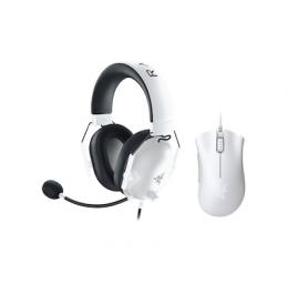 Razer Blackshark V2 X White Edition + Razer Deathadder Essential - kabelgebundenes 7.1 Surround Sound Gaming Headset mit passiver Geräuschunterdrückun