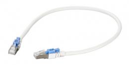 RJ45 Patchkabel S/FTP,Cat.6A,26AWG BC, LSZH, 3m, weiss, abschliebar (blau)