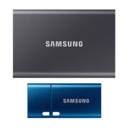 Samsung Portable SSD T7 1TB Grau inkl. Samsung USB Type-C 64GB Bundle mit Externer Solid-State-Drive und USB-Stick Typ-C