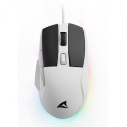 Sharkoon SGM35 Gaming Maus Weiß - kabelgebundene Gaming-Maus mit max. 6400dpi und RGB-Unterboden-Beleuchtung