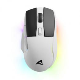 Sharkoon SGM50W Gaming Maus Weiß - kabellose Gaming-Maus inklusive Dockingstation mit max. 6400dpi und RGB-Beleuchtung