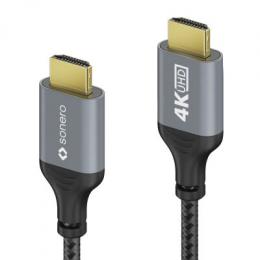 Sonero HDMI auf HDMI Kabel - 4K60 - grau/schwarz - 2,00m