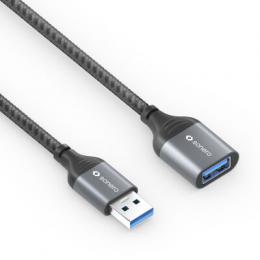 sonero USB 3.0 Kabel - A/A Verlängerung - Aluminium space grey/schwarz - 0,50m