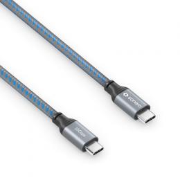 Sonero USB-C auf USB-C Kabel - 3.2 Gen 2, 10Gbps, 100W PD DP Alt Mode - grau/blau - 1,00m