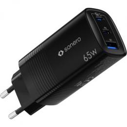 sonero USB-C & USB-A Ladegerät - 3 Port - 65W PD - schwarz