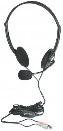 Stereo-Headset MANHATTAN Federleichtes Design, integriertes Mikrofon, Lautstrkeregler im Kabel integriert