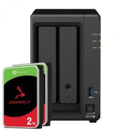 Synology DS723+ 4TB Seagate IronWolf NAS-Bundle NAS inkl. 2x 2TB Seagate IronWolf 3,5 Zoll SATA Festplatte