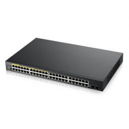 Zyxel GS1900-48HP V2 Smart Managed Switch 48x Gigabit Ethernet (24x PoE+ max. 170 Watt), 2x SFP, Layer 2, Rackmount